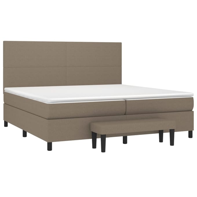 vidaXL - Boxspring - met - matras - stof - taupe - 200x200 - cm