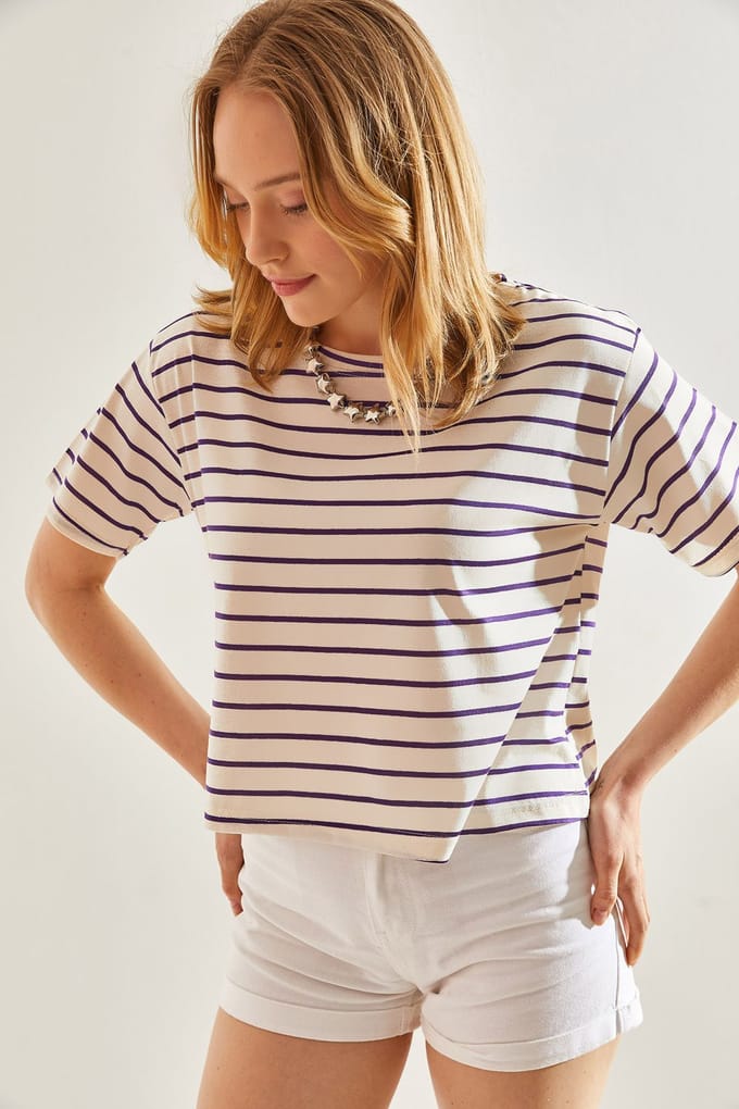 Gestreepte Boxy Cropped Top