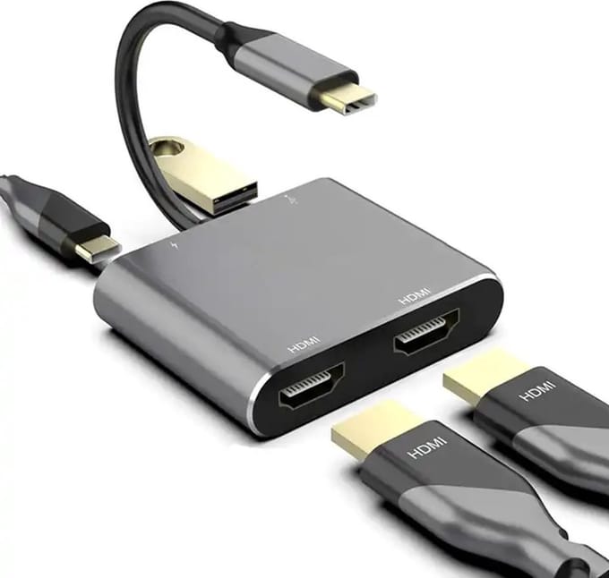 TOJ 4 in 1 USB Type C naar 4K Dual HDMI - USB C (Thunderbolt) - USB 3.0 Hub