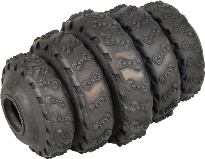 Flamingo Hondenspeelgoed Rubber Gladiator Tyre Roller - Zwart - 8 x 5 x 5 cm