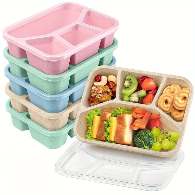Bento Lunchbox 4 Compartimenten Maaltijdvoorbereidingscontainers Lunchbox voor Kinderen Vrije Herbruikbare Voedselopbergcontainers Scholen blauw