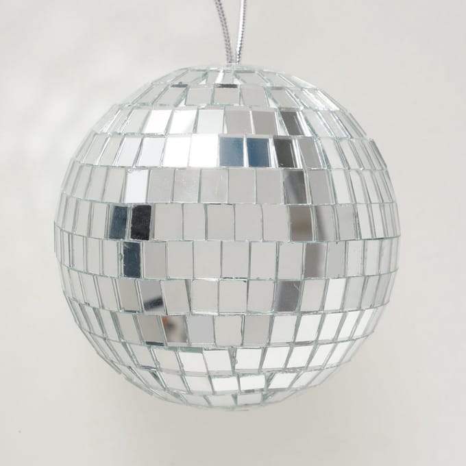 Kerstbal disco glas 10x10cm