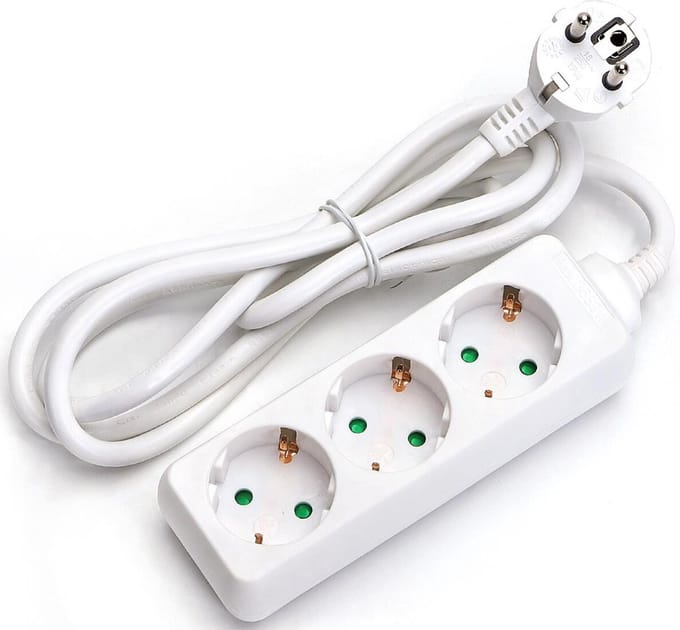 Stekkerdoos - Verlengsnoer - Igia Synci - 3680W - 3 Stopcontacten - 3 Meter - Wit | Nederland