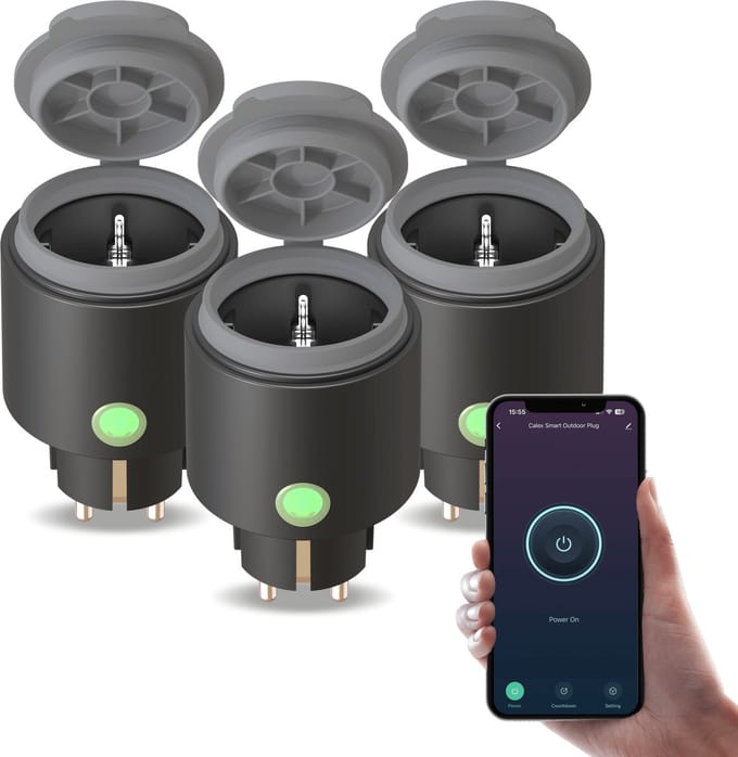 Calex Outdoor Smart Plug - 3 stuks - Slimme Stekker - werkt met Bluetooth Mesh - IP44 Waterdicht