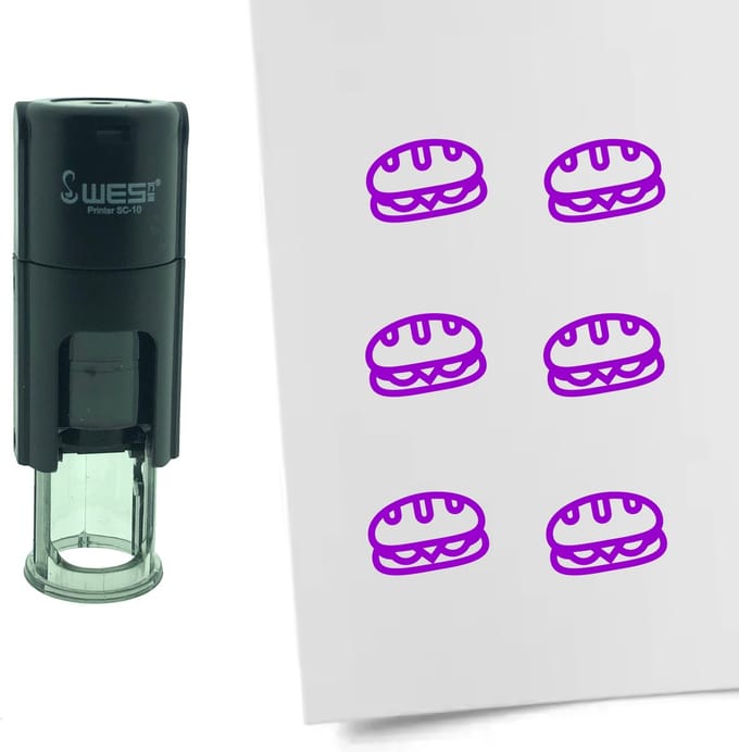 CombiCraft Stempel Broodje 10mm rond - paarse inkt