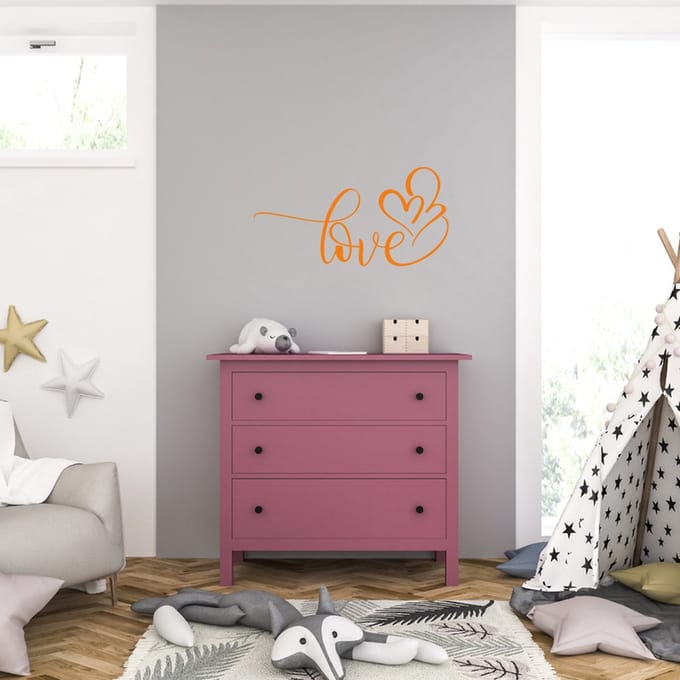 Muursticker - Love - 46,4 x 91,2 - Oranje