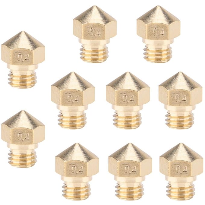 10 stuks 0,4 mm extruderspuitmond van messing, 1,75 mm voor MK10 3D-printeraccessoires beige