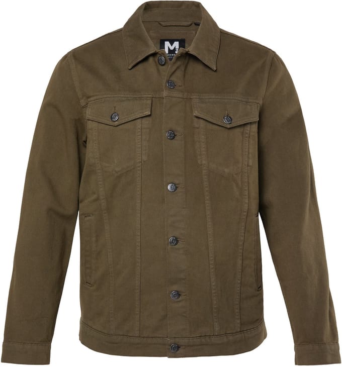 Men Plus - Heren - Jeansjack gekleurd denim borstzakken - Donkerolijf - Maat 3XL