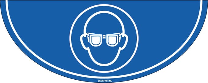 Oogbescherming verplicht vloersticker M004 - 750 x 300 mm