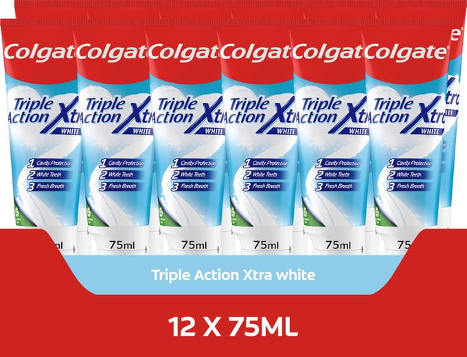 Colgate Triple Action Whitening tandpasta - Voordeelverpakking - 12 x 75ml