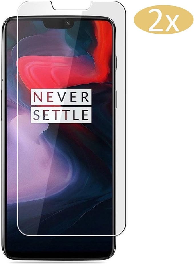 2 Stuks Screenprotector geschikt voor OnePlus 6 - Tempered Glass Glazen Gehard Transparant 9H 2.5D - van iCall