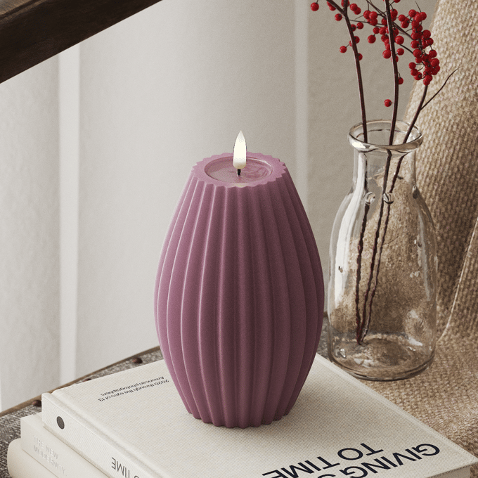 Deluxe Homeart Led Kaars Purple Stripe 10 x 15 cm
