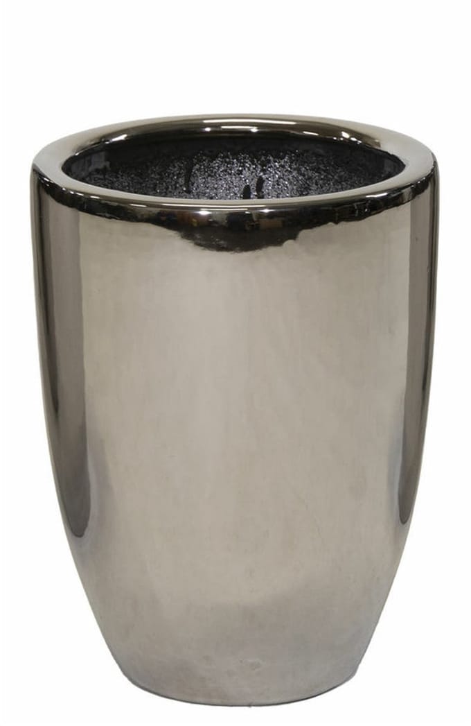 Mega Collections Bloempot Emperor High - rond - zilver - D26 x H35 cm - glans