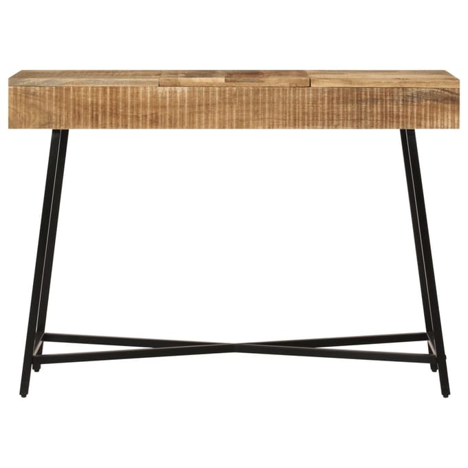 vidaXL - Kaptafel - 105x35x75 - cm - massief - ruw - mangohout - en - ijzer