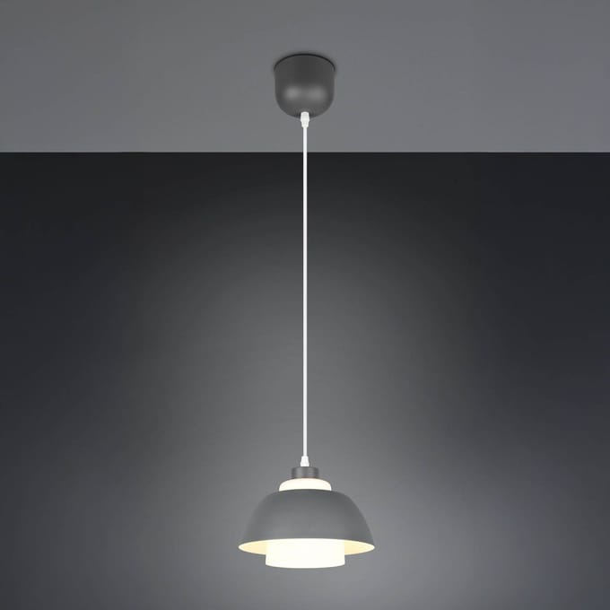Reality Leuchten Hanglamp Tilos, antraciet, Ø 23 cm, metaal/glas, E27