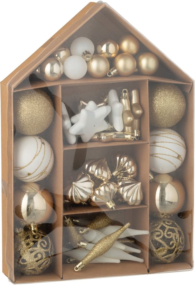 J-Line kerstbal - kunststof - groen/wit - doos van 50