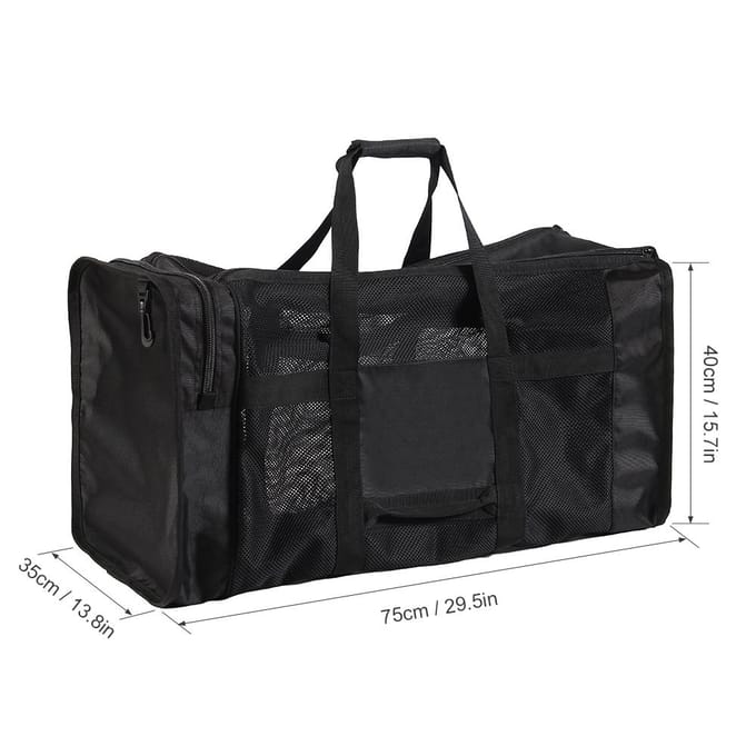 100L mesh duffle-uitrustingstas voor duiken, snorkelen, zwemmen, strand en sportuitrusting geel