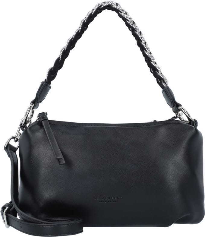SEIDENFELT MANUFAKTUR Schoudertas Aminne Small Shoulderbag Black / Silver Zwart