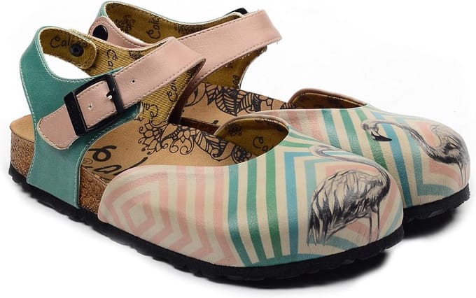GOBY Clogs met Flamingo Print – Handgemaakt – Premium Kwaliteit – Maat 35