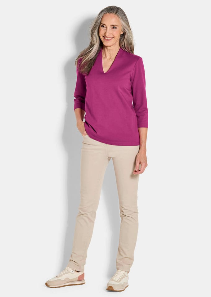 Basic shirt van interlock-jersey - bessen - Gr. 54 van Goldner Fashion
