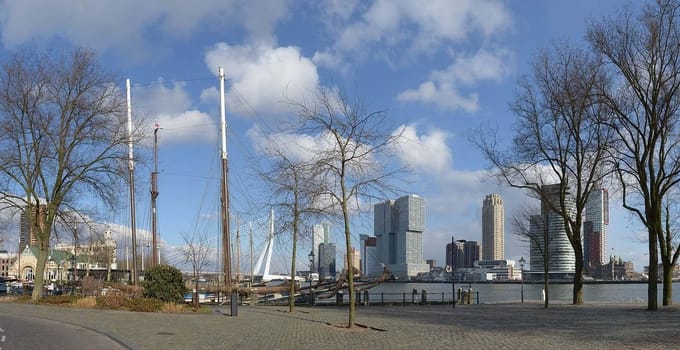 Fotobehang Rotterdam Skyline en Erasmusbrug 450 x 260 cm - € 295,--