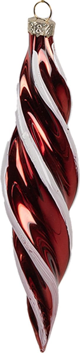 Clayre & Eef Kerstbal Overig Ø 4x17 cm Rood Wit Glas Kerstballen