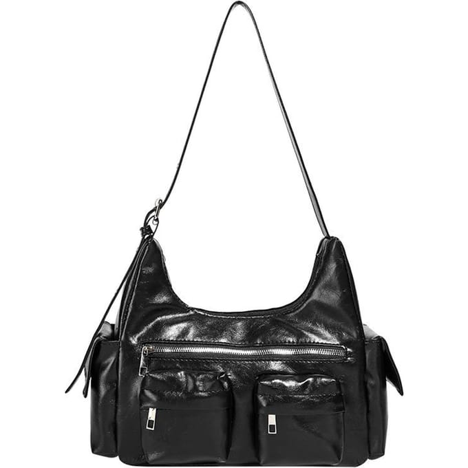 Tas Zoet Cool Biker Tas Retro Mode Textuur Schoudertas Commuter Draagtas black