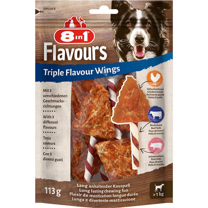 8in1 Triple Flavour Wings Kauwsticks - Voordeelpakket: 3 x 6 Stuks