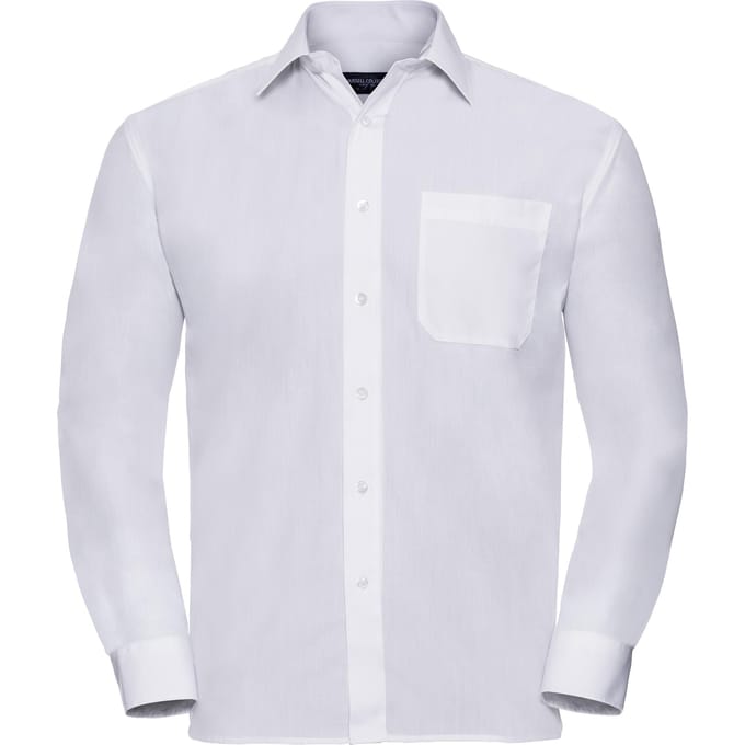 Russell Collectie Herenshirt met lange mouwen (Wit)