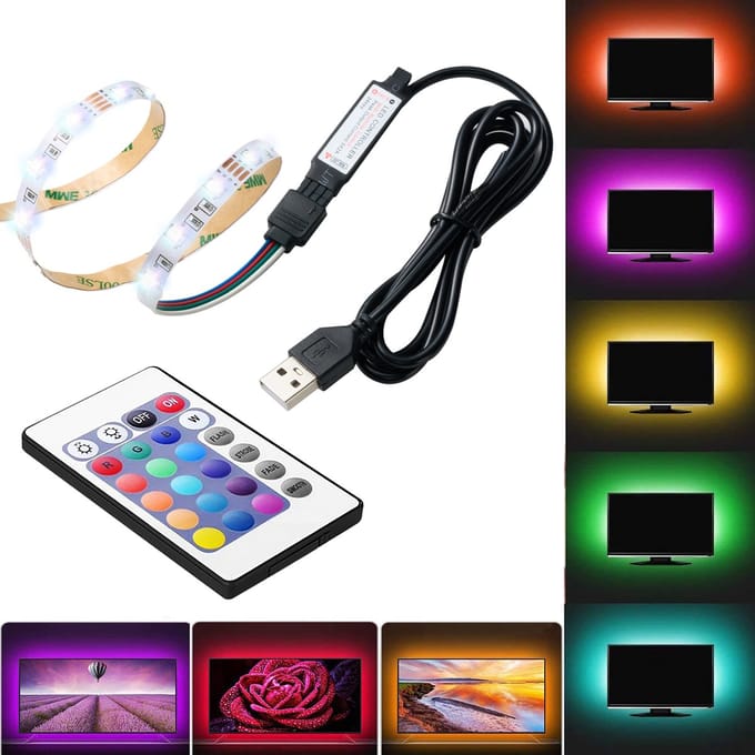 YONO Led Strip met Afstandsbediening - Usb A - RGB Verlichting - 1 Meter