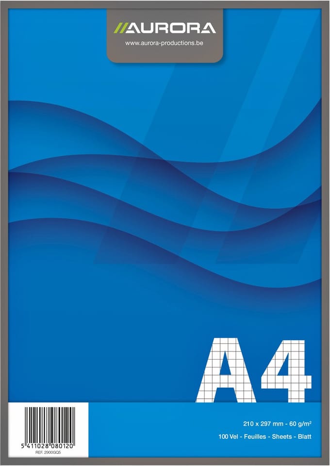 Schrijfblok aurora a4 ruit 5x5mm 100vel 60gr bl | 10 stuks