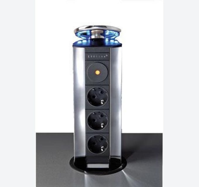 EVOline PowerPort LED 2x WCD +2-USB-A-lader RVS/Zwart