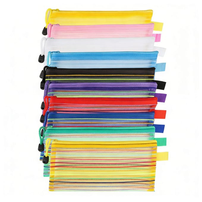 10 Stuks Mesh Ritszakjes Draagbare Multifunctionele Ritszakken voor Organisatie van Sieraden Toiletartikelen 10 Kleuren black