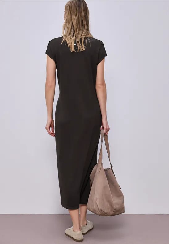 Midi-jurk met V-hals in een gebreide look