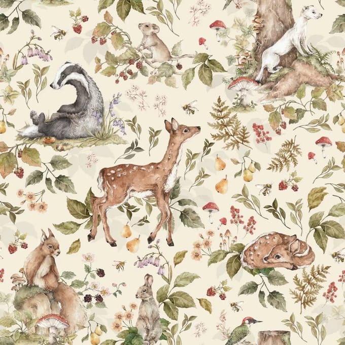 Baby behang Dekornik Cute Forest Animals Light