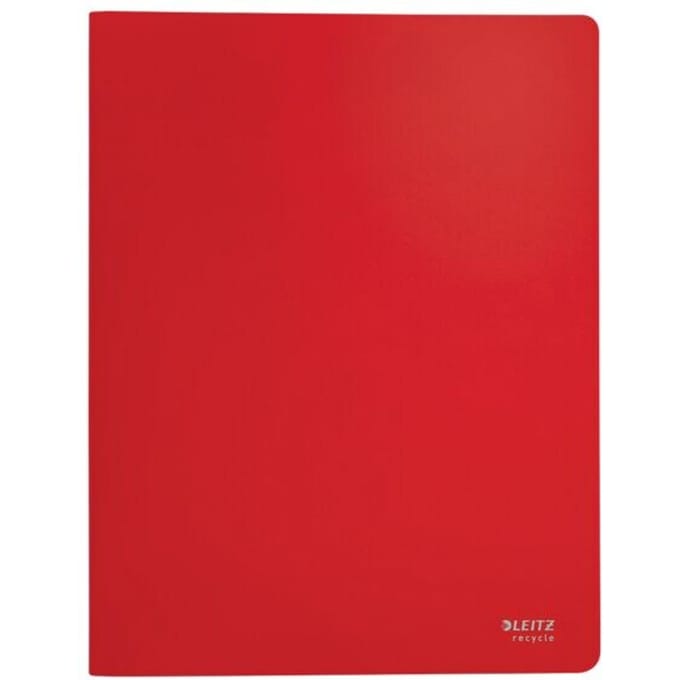 Leitz® Recycle-ordner, A4, 20 documentbestendige transparante hoesjes, maximaal 2 vellen per hoesje, ruglabel, kunststof, rood