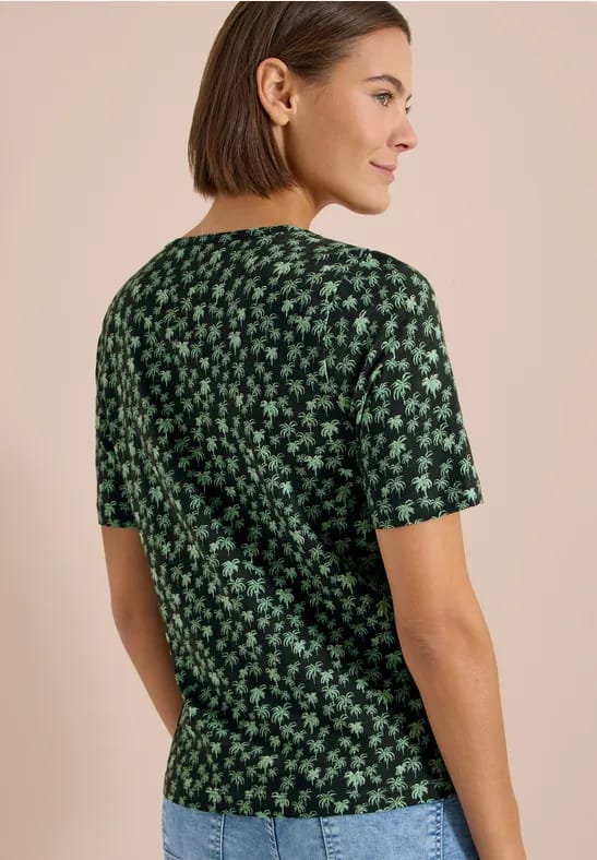 Shirt met ronde hals en palmopdruk