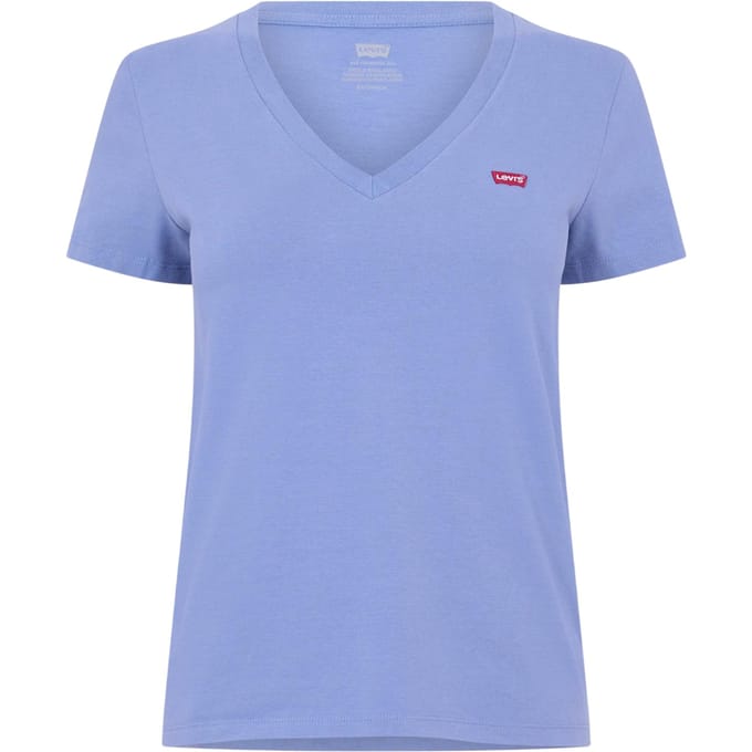 Levis Dames Perfect Logo V-hals T-shirt (Blauw)