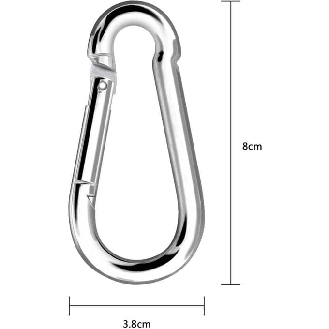 2 stuks zware karabijnhaken voor kinderschommel, klimmen, hangmat, sleutelhanger, flessenketting gray