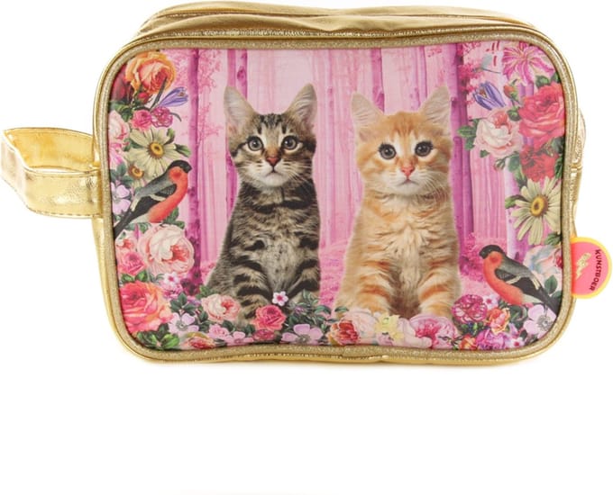 Kunstboer - Toilettas Cats - goud - reizen - kat