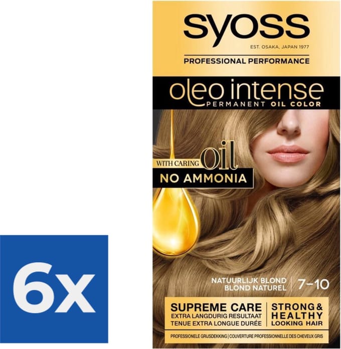 Syoss Oleo Intense - Haarverf - 7-10 - Natuurlijk Blond - 115ml x 6