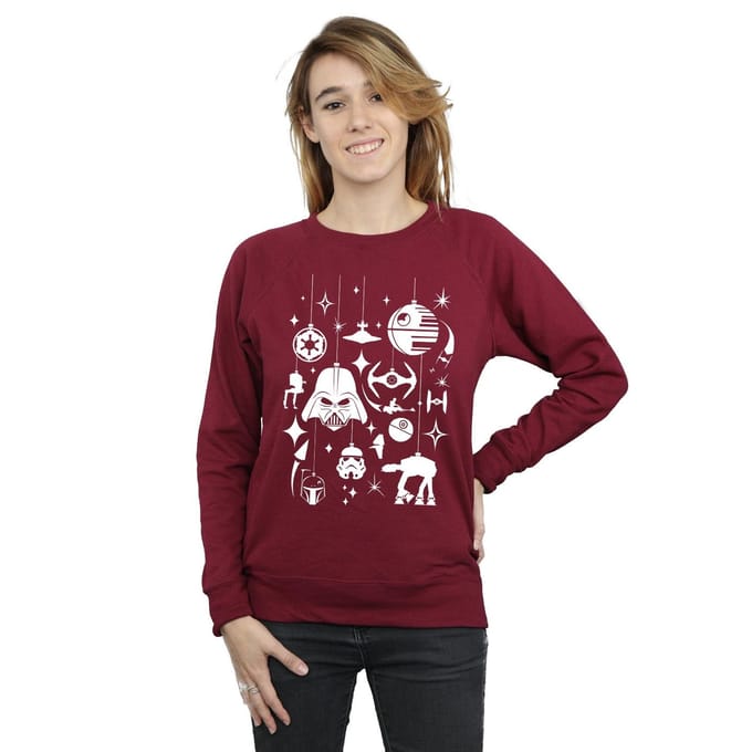 Star Wars Dames/Dames Kerstversieringen Sweatshirt (Bourgondië)