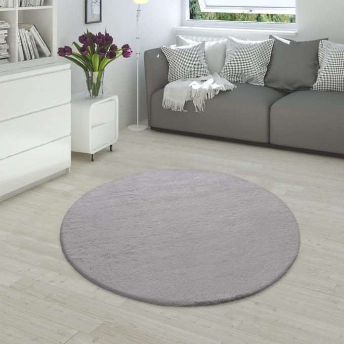 Vachtkleed Fluffy grijs  200 cm rond
