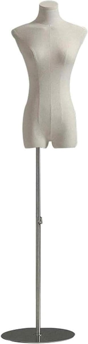 Jurk Vorm - Etalagepop Dames - Kleding Presenteren - Verstelbare Hoogte - 130-182cm - Zilver