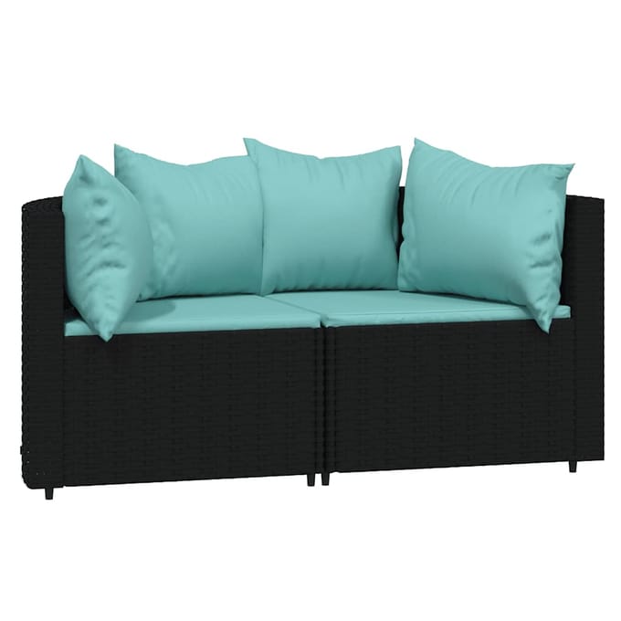 vidaXL - 3-delige - Loungeset - met - kussens - poly - rattan - zwart