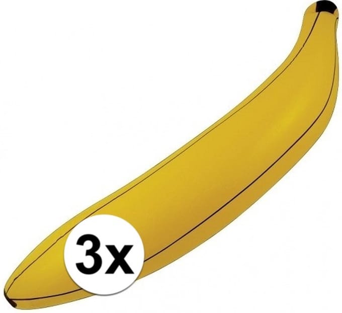 Opblaasbare banaan – geel – 80 cm – opblaas fruit - 3x - tropisch - zwembad/feest - decoratie
