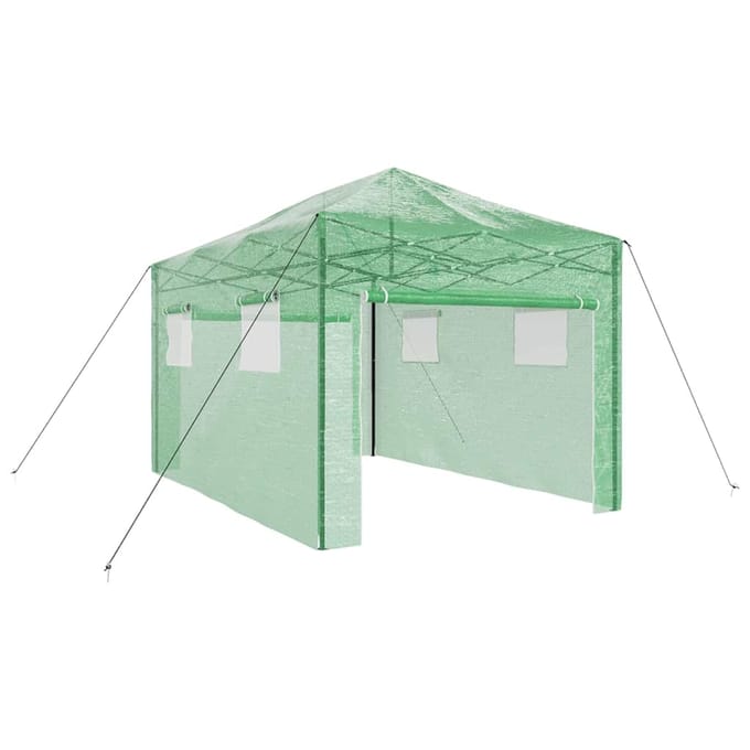 vidaXL - Kas - met - Pop-up - Frame - met - dak - Groen - 290 - x - 430 - x - 315 - cm - IJzer