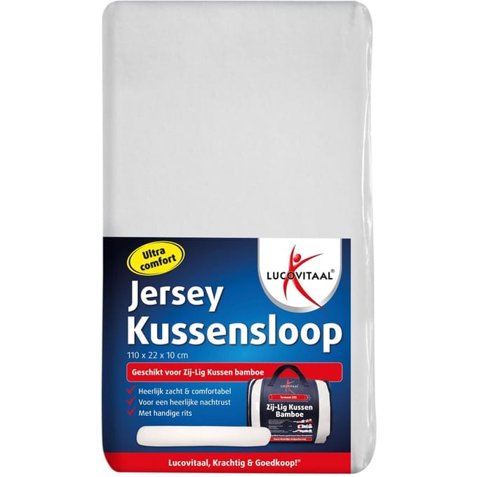 Lucovitaal Kussensloop Jersey Zij-ligkussen 110 x 22 x 10 cm