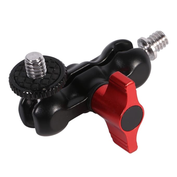 Adaptateur de Montage sur Bras Multifonction Double Rotule avec Monture Griffe et Vis 1/4 Pouce Pour DSLR black