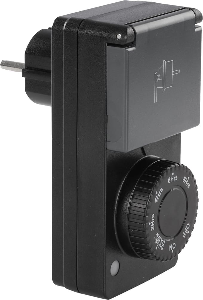 Q-Link tijdklok - met countdown - lichtsensor - analoog - IP44 - zwart